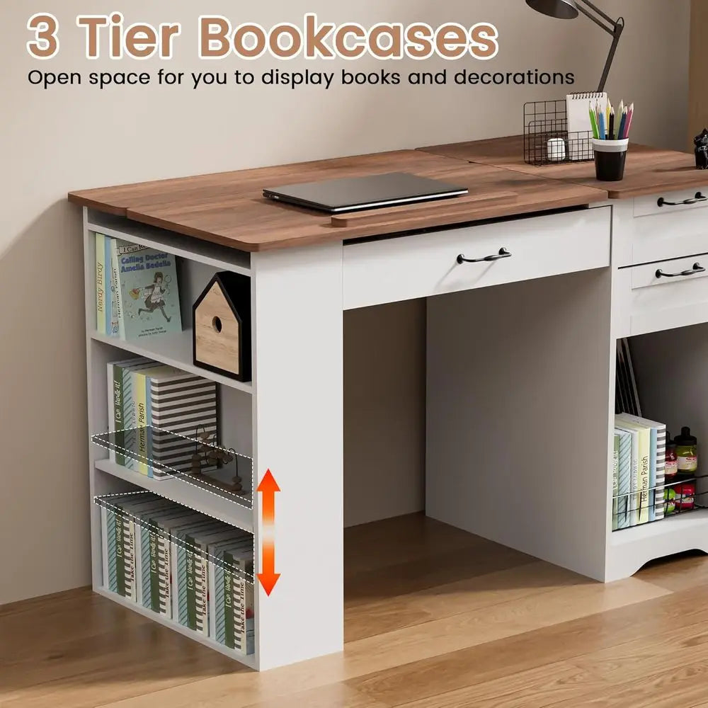 Drating Table with Storage Cabinet & Ders, Adjustable Ding Table with Open Shelves, Crat Art Desk or Artists, Painters, Ding, Cr