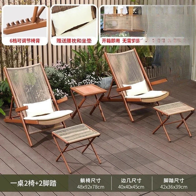r5.13   Balcony Lounge Chair Home Casual Folding Chair Garden Tea Table  Sofa Terrace Chair