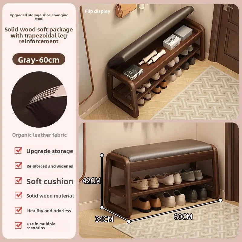 Solid wood shoe changing stool, home entry at the door, you can sit on the shoe stool and shoe cabinet when you enter the door