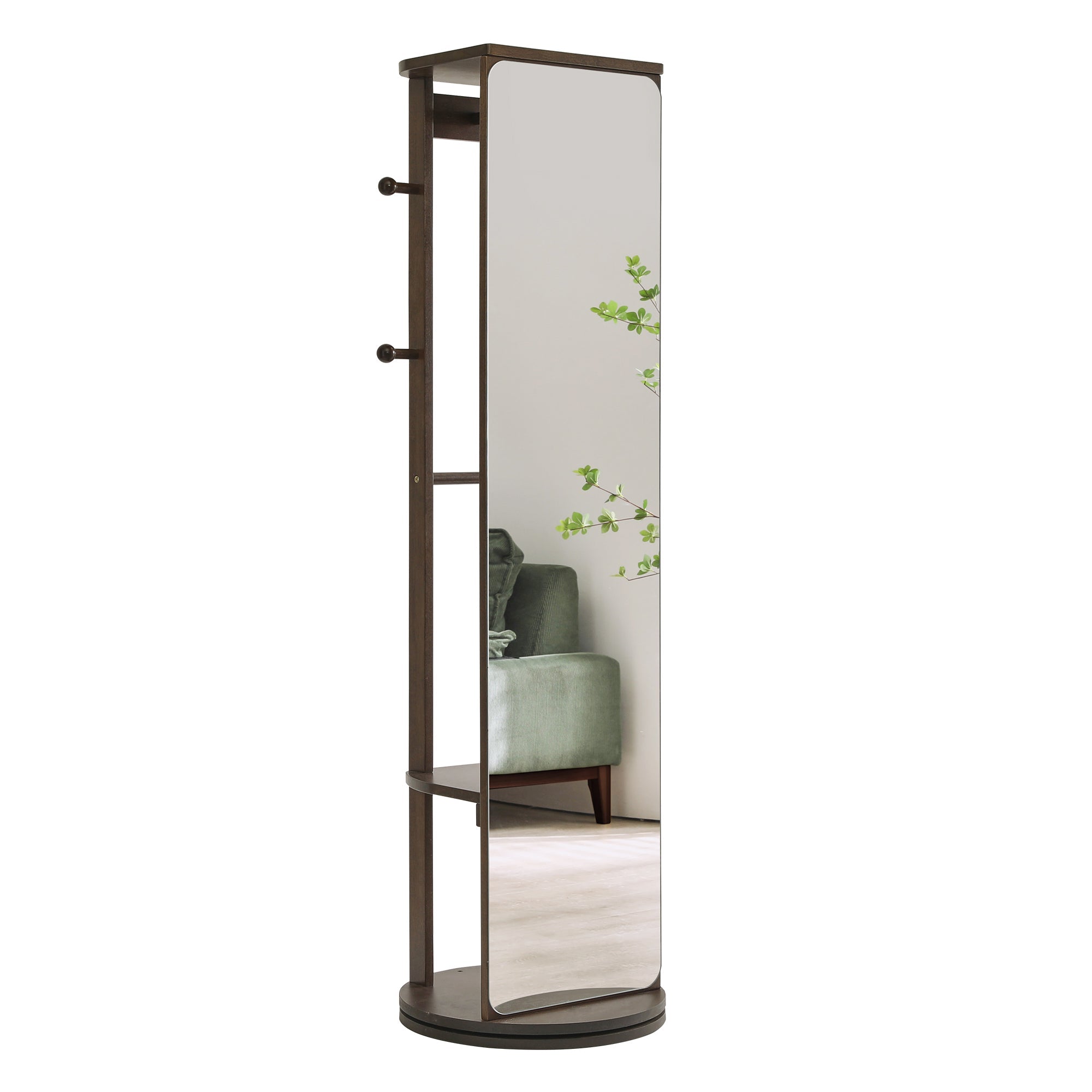 Full-Length Mirror – Solid Wood Frame Walnut 64.57" x 67.72" for
