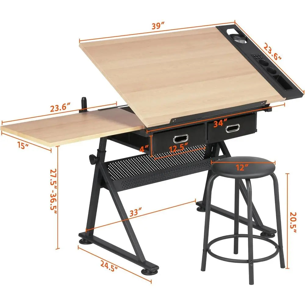Height Adjustable Drating Table Ding Table Artist Desk ing Tabletop Art Crat Desk Watercolor Paintings Sketching Work Station w/