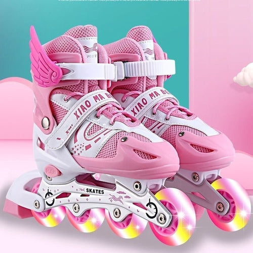 Kids Adjustable Roller Skates – Flash Wheels Skating Shoes for Boys