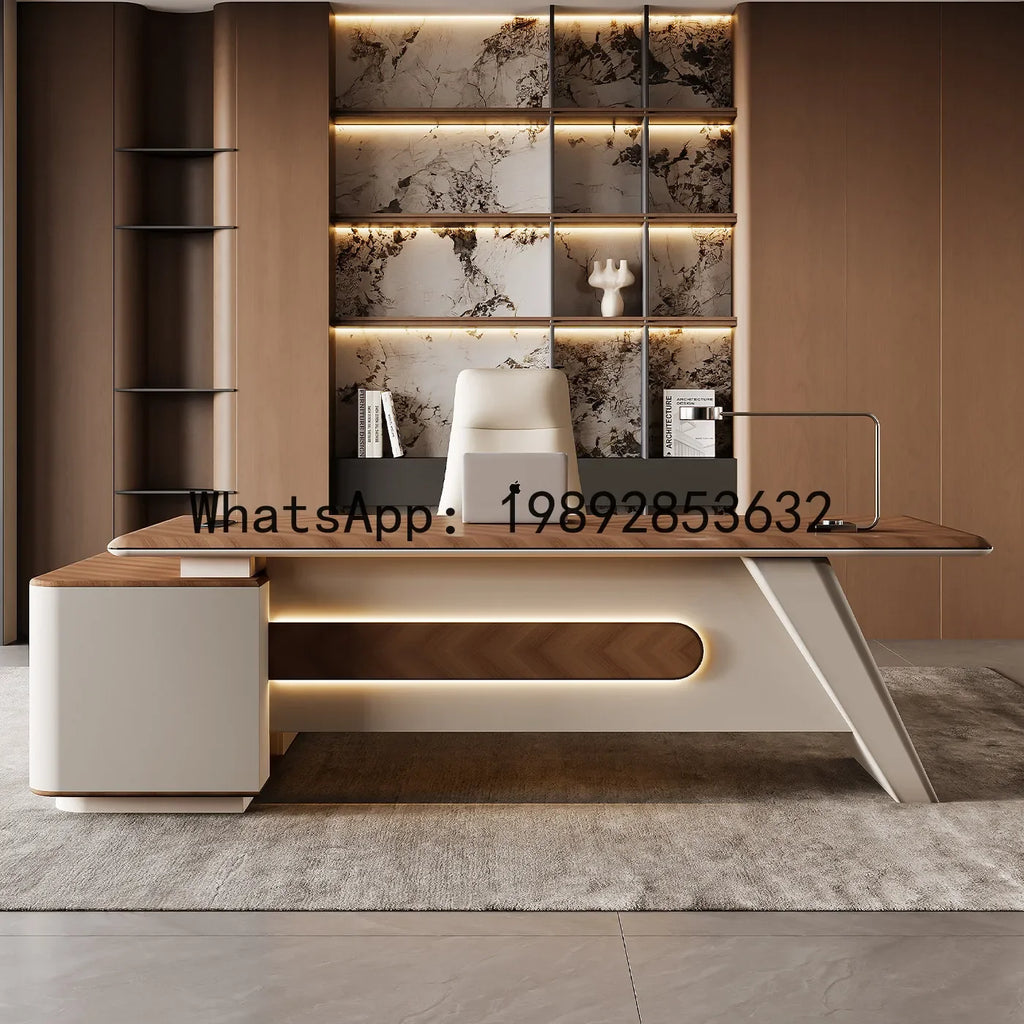 H5.15  Boss Office Desk Set - Complete Office Desk and Chair Set, Boss Desk, Executive Desk, Manager's Desk