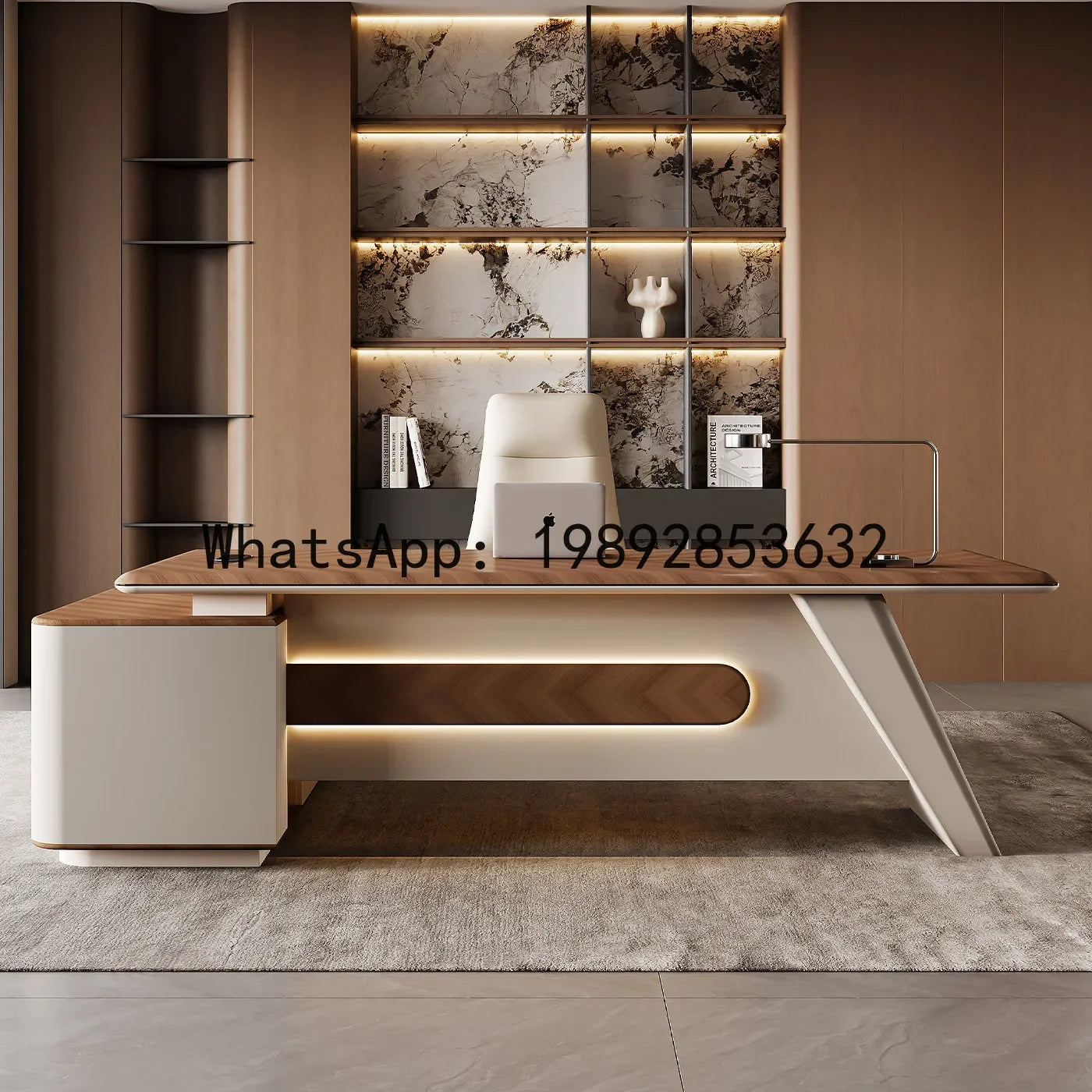 H5.15  Boss Office Desk Set - Complete Office Desk and Chair Set, Boss Desk, Executive Desk, Manager's Desk