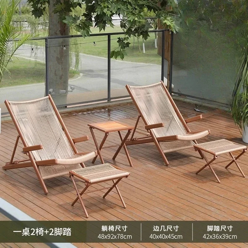r5.13   Balcony Lounge Chair Home Casual Folding Chair Garden Tea Table  Sofa Terrace Chair