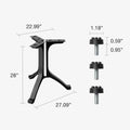 28-inch Handcrafted Black Metal Wishbone Table Legs, Rust-Resistant, Adjustable for Dining Tables, Desks, and Benches - Suitable
