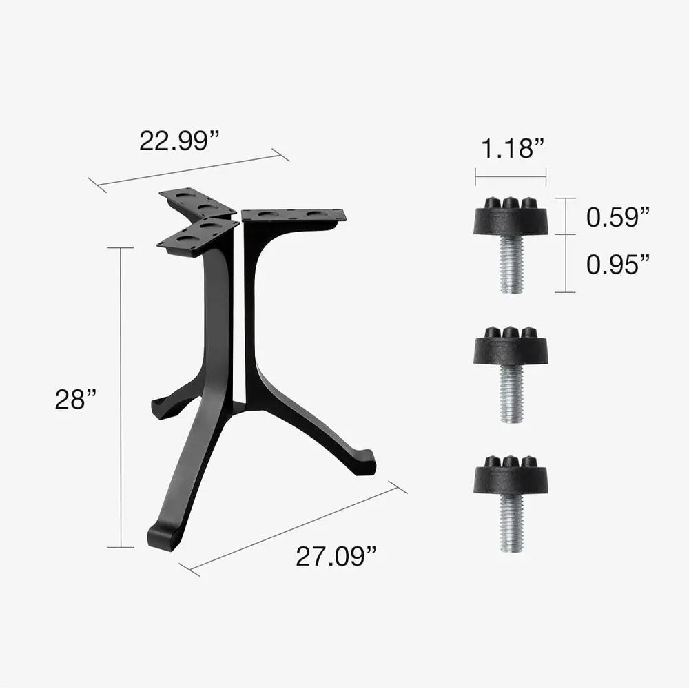 28-inch Handcrafted Black Metal Wishbone Table Legs, Rust-Resistant, Adjustable for Dining Tables, Desks, and Benches - Suitable