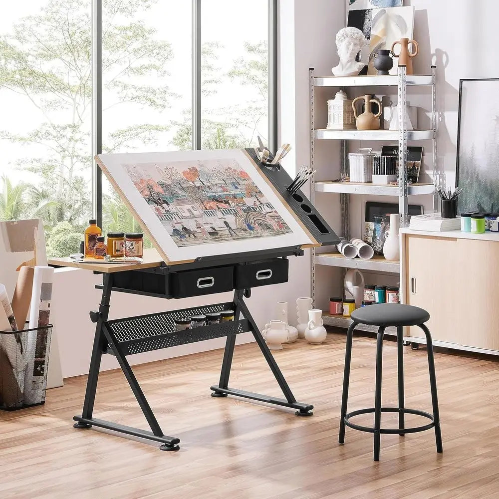 Height Adjustable Drating Table Ding Table Artist Desk ing Tabletop Art Crat Desk Watercolor Paintings Sketching Work Station w/