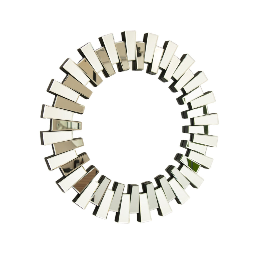 Round Wall Mirror – Modern PU Frame Silver 31.5" diameter for