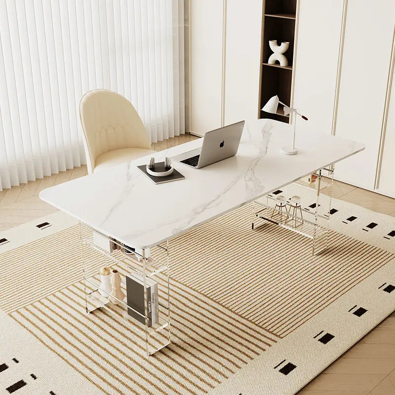 Nordic High-end Sintered Stone Desk Modern Design Balcony Floating Acrylic Office Desk Bedroom Furniture Zwevend Bureau FYFD
