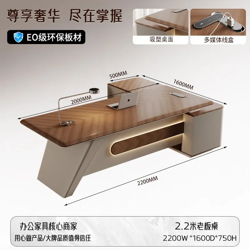 H5.15  Boss Office Desk Set - Complete Office Desk and Chair Set, Boss Desk, Executive Desk, Manager's Desk