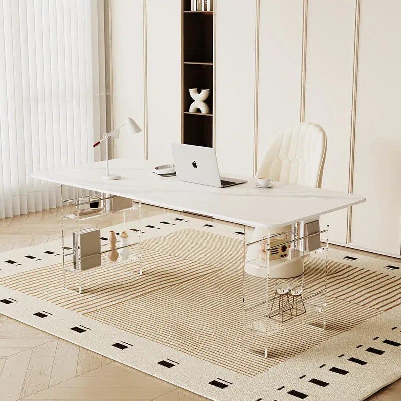 Nordic High-end Sintered Stone Desk Modern Design Balcony Floating Acrylic Office Desk Bedroom Furniture Zwevend Bureau FYFD