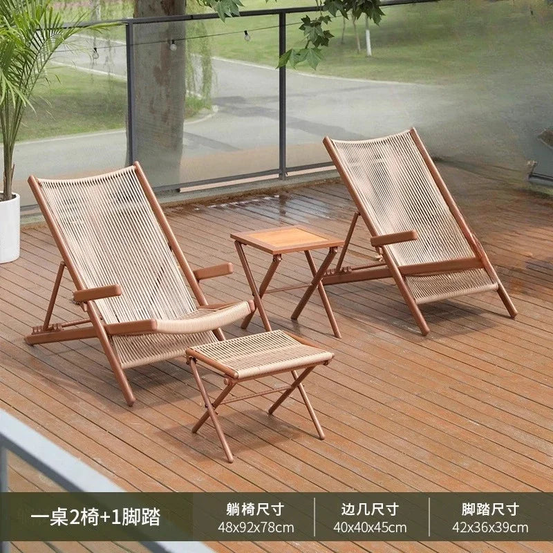r5.13   Balcony Lounge Chair Home Casual Folding Chair Garden Tea Table  Sofa Terrace Chair