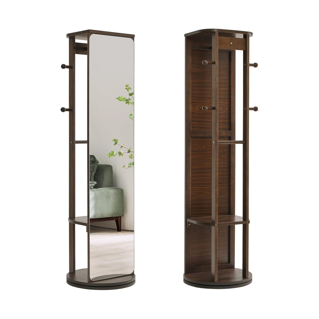 Full-Length Mirror – Solid Wood Frame Walnut 64.57" x 67.72" for