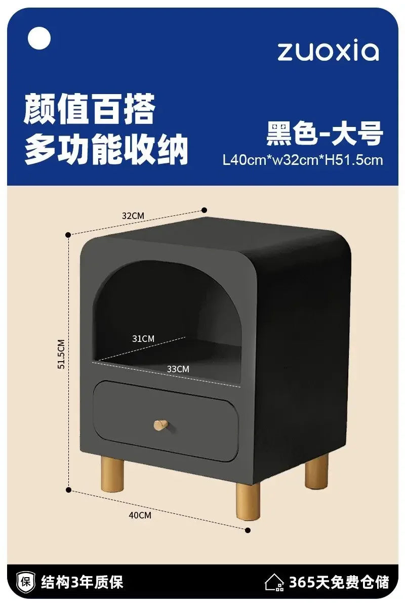 W5.19 Bedside Table Small Apartment Solid Wood Ultra Narrow Bedside Cabinet Minimalist Bedroom Storage Cabinet