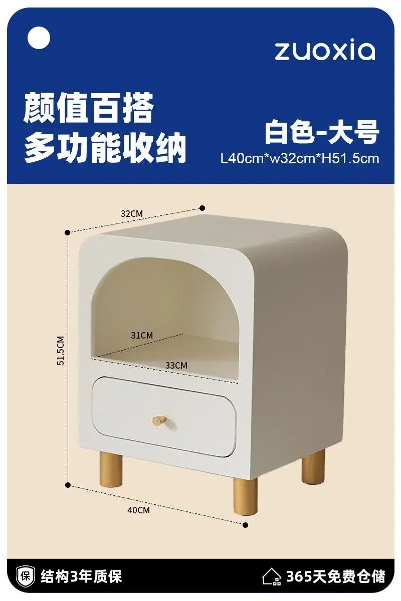 W5.19 Bedside Table Small Apartment Solid Wood Ultra Narrow Bedside Cabinet Minimalist Bedroom Storage Cabinet