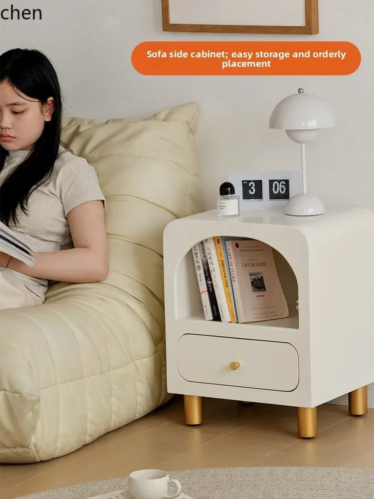 W5.19 Bedside Table Small Apartment Solid Wood Ultra Narrow Bedside Cabinet Minimalist Bedroom Storage Cabinet