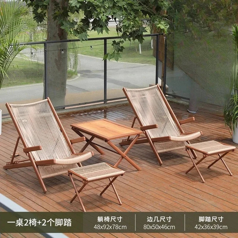 r5.13   Balcony Lounge Chair Home Casual Folding Chair Garden Tea Table  Sofa Terrace Chair