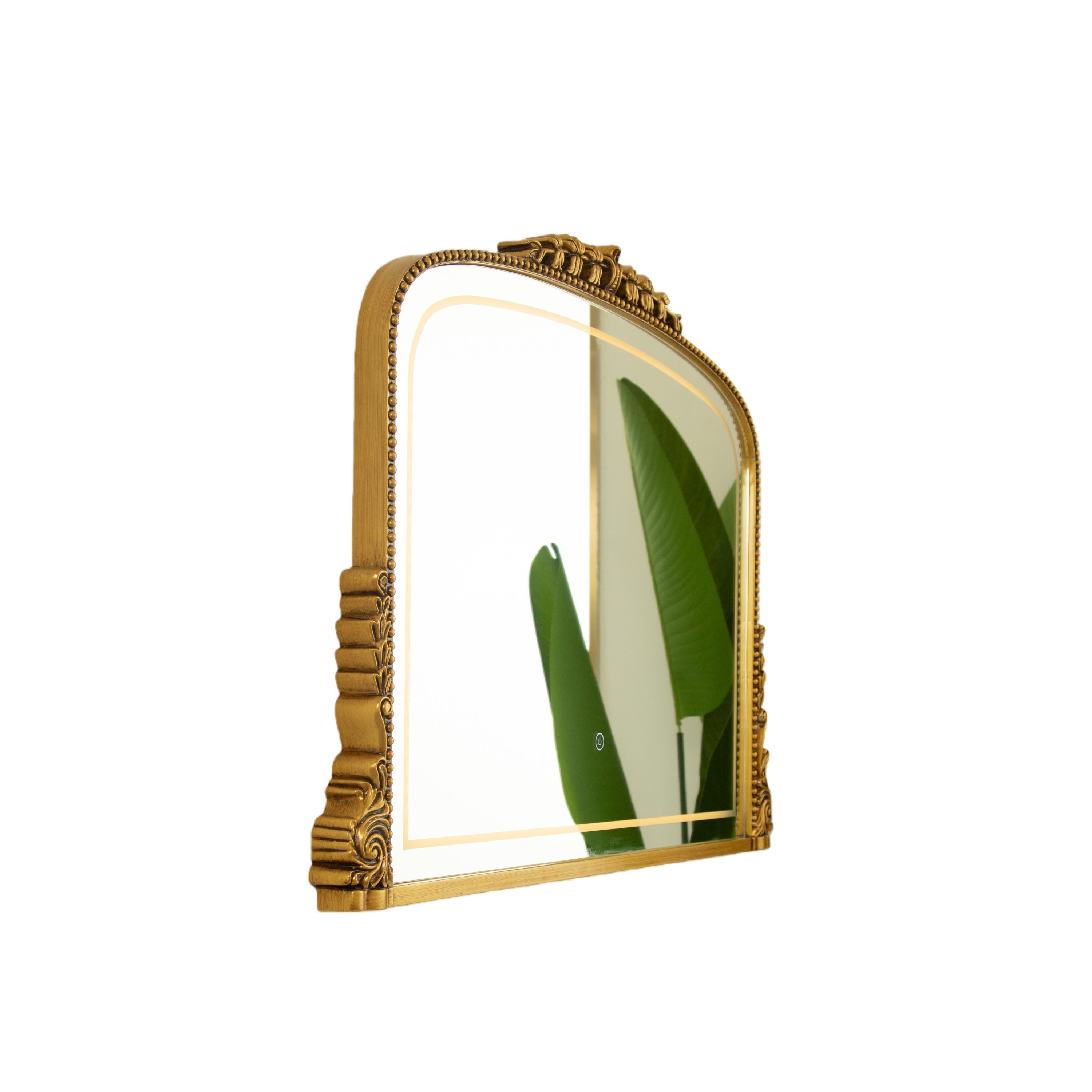 Irregular Wall Mirror – Vintage PU Frame Silver 35.04" x 1.77" for