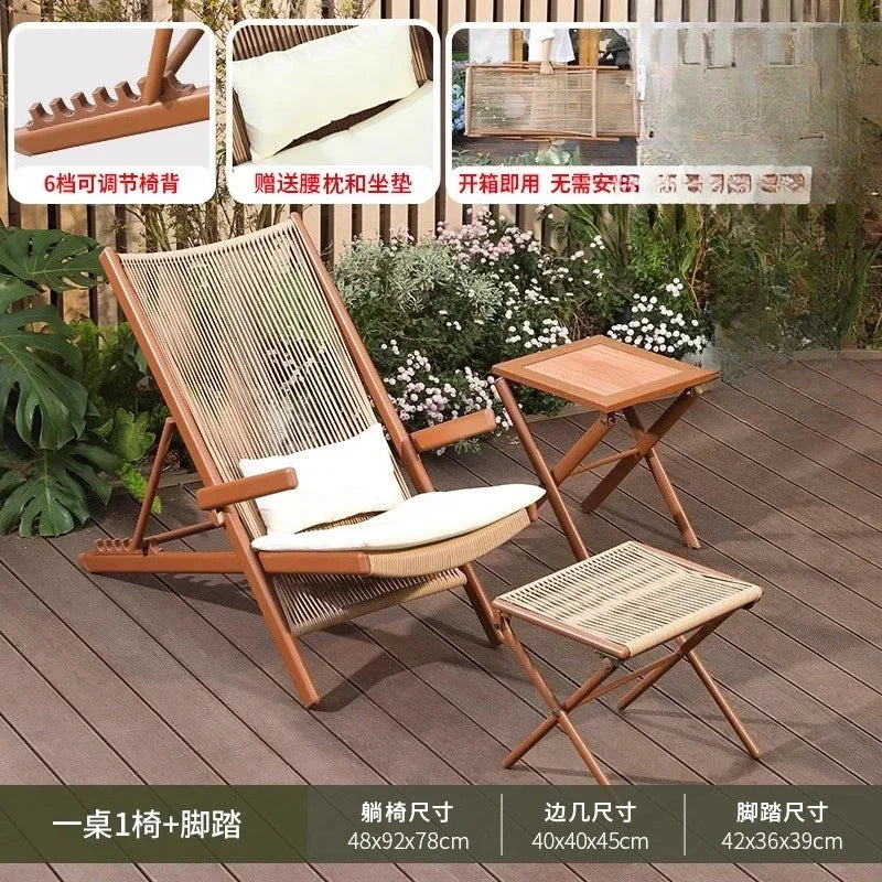 r5.13   Balcony Lounge Chair Home Casual Folding Chair Garden Tea Table  Sofa Terrace Chair