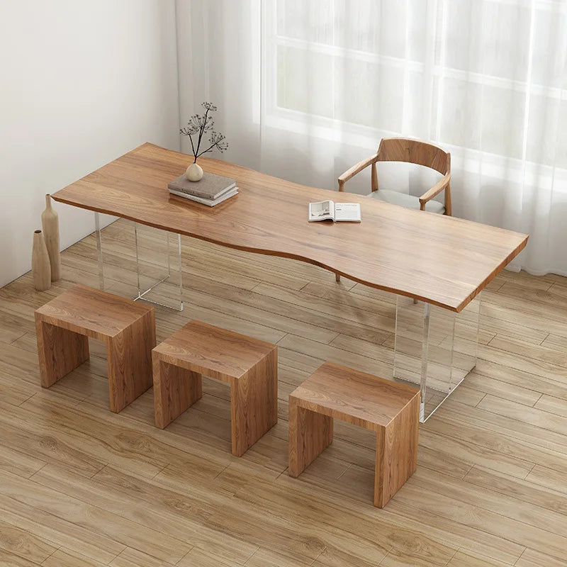 Nordic Luxury Acrylic Solid Wood Desk Modern Minimalist Living Room Study Floating Table Designer Home Furniture Mesas FYFD