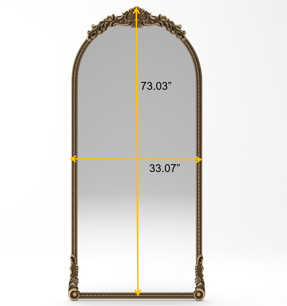 Full-Length Mirror – Ornate Wood Frame Antique Gold 33.07" x 73.03"