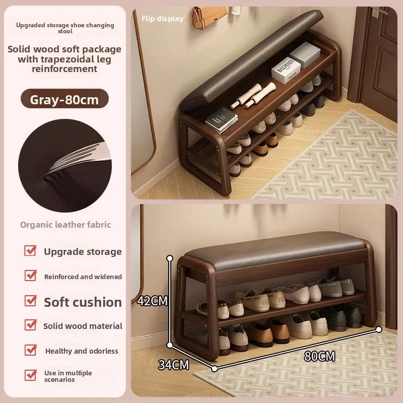 Solid wood shoe changing stool, home entry at the door, you can sit on the shoe stool and shoe cabinet when you enter the door