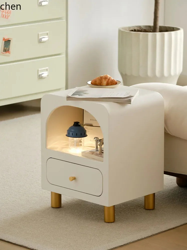 W5.19 Bedside Table Small Apartment Solid Wood Ultra Narrow Bedside Cabinet Minimalist Bedroom Storage Cabinet