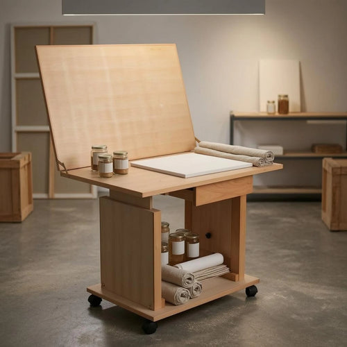 Adjustable Still Life Table Beech Wood Tilting Drawing Table Studio Furniture Easy Assembly Storage Drawers for Sketching