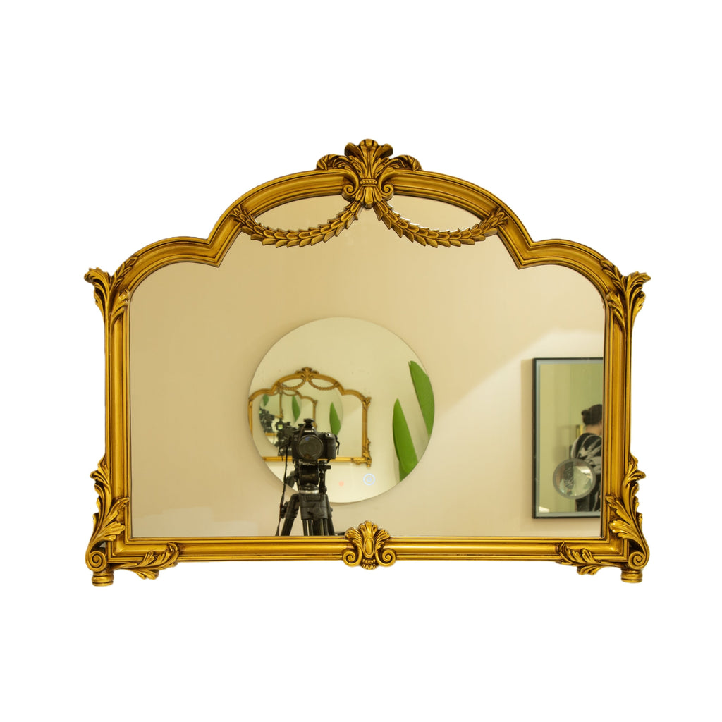 Wall Mirror – Ornate PU Frame Silver 35.43" x 2.17" for Bathroom,