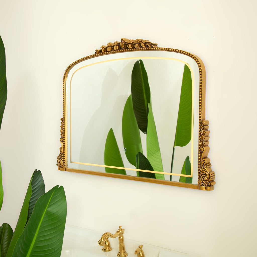 Irregular Wall Mirror – Vintage PU Frame Silver 35.04" x 1.77" for