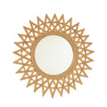 Round Wall Mirror – Boho Bamboo Frame Silver 23.62" diameter for