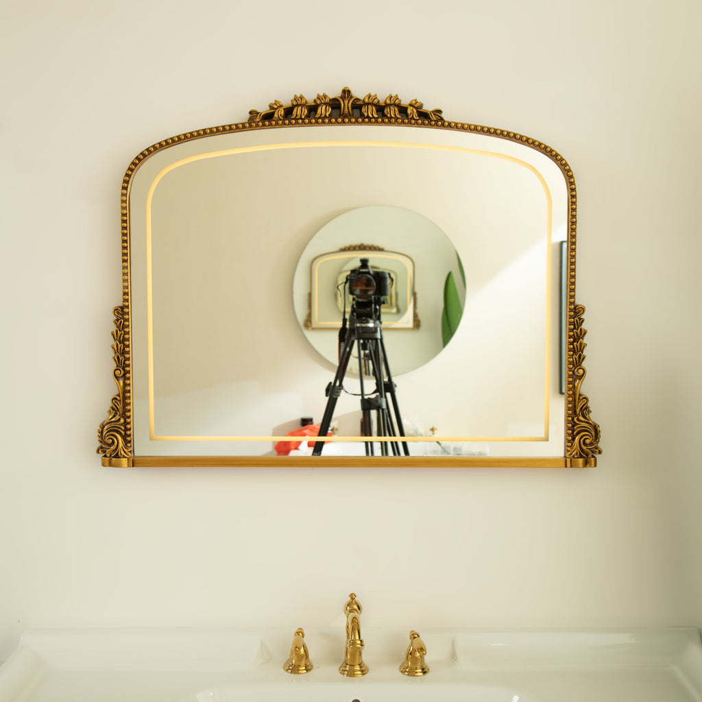 Irregular Wall Mirror – Vintage PU Frame Silver 35.04" x 1.77" for