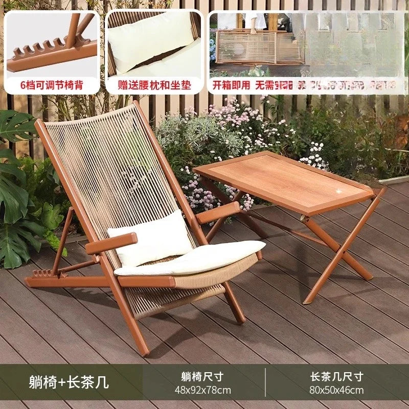 r5.13   Balcony Lounge Chair Home Casual Folding Chair Garden Tea Table  Sofa Terrace Chair