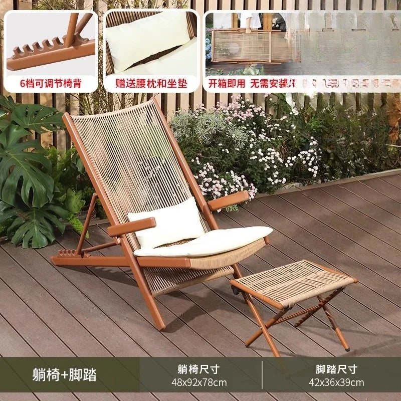 r5.13   Balcony Lounge Chair Home Casual Folding Chair Garden Tea Table  Sofa Terrace Chair