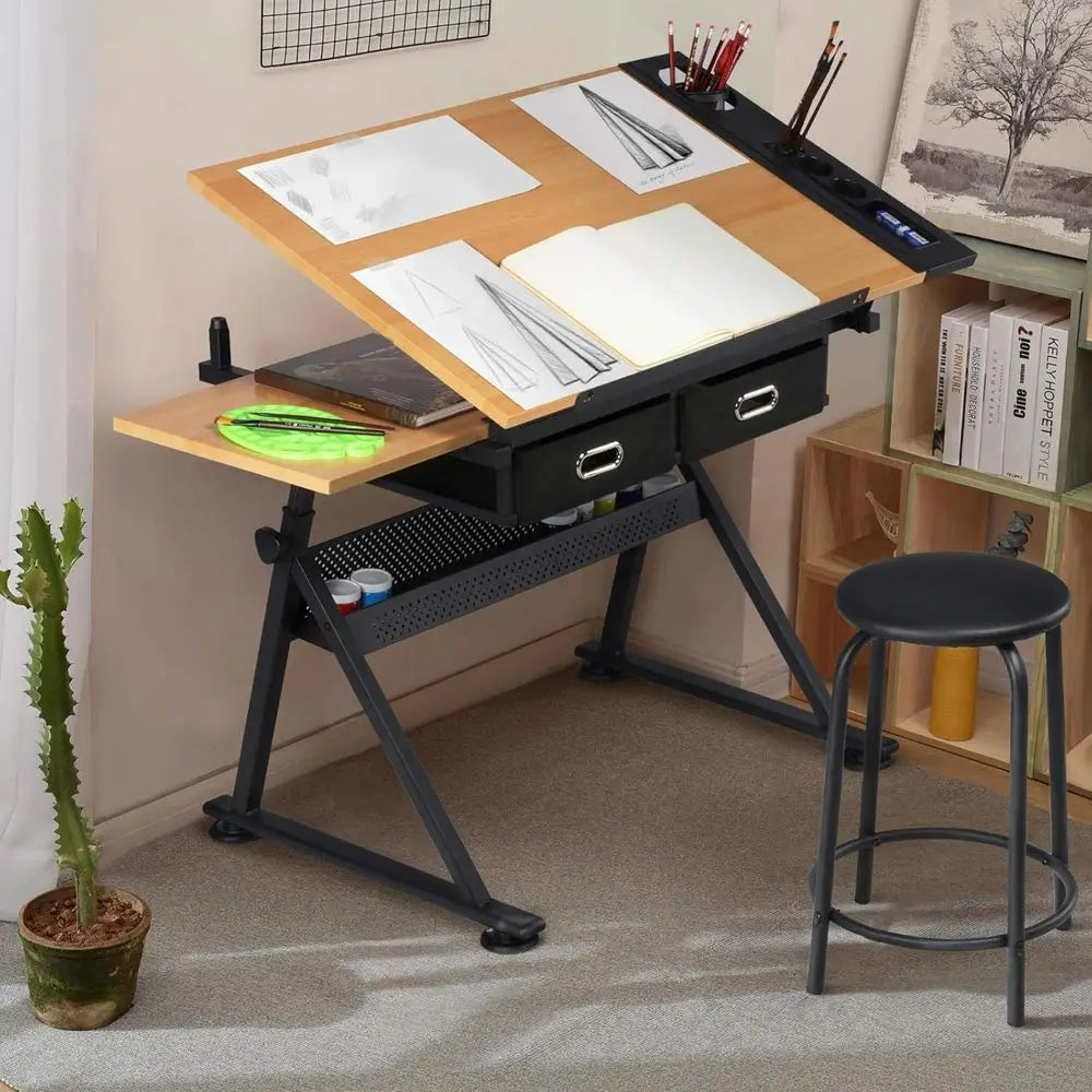 Height Adjustable Drating Table Ding Table Artist Desk ing Tabletop Art Crat Desk Watercolor Paintings Sketching Work Station w/