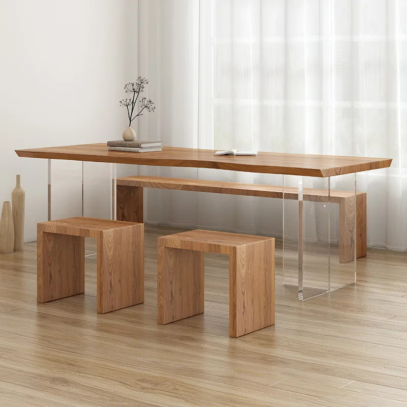 Nordic Luxury Acrylic Solid Wood Desk Modern Minimalist Living Room Study Floating Table Designer Home Furniture Mesas FYFD