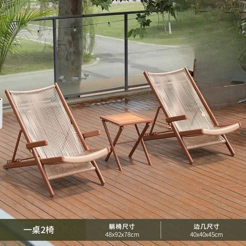r5.13   Balcony Lounge Chair Home Casual Folding Chair Garden Tea Table  Sofa Terrace Chair