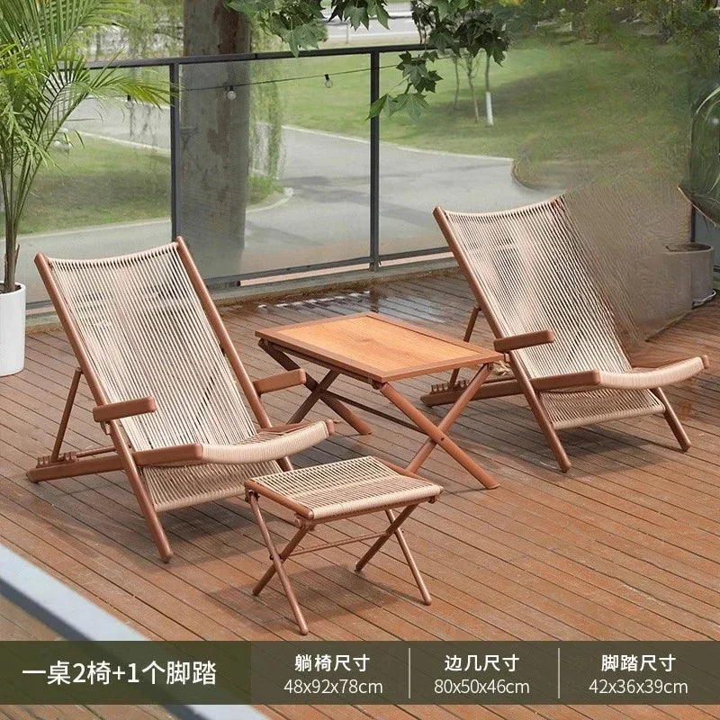 r5.13   Balcony Lounge Chair Home Casual Folding Chair Garden Tea Table  Sofa Terrace Chair