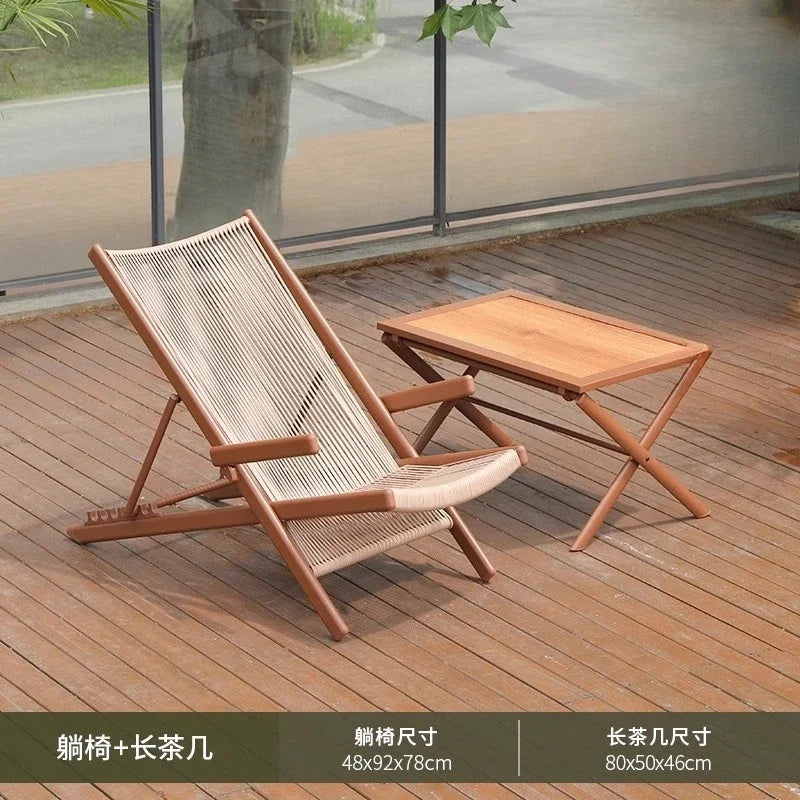 r5.13   Balcony Lounge Chair Home Casual Folding Chair Garden Tea Table  Sofa Terrace Chair