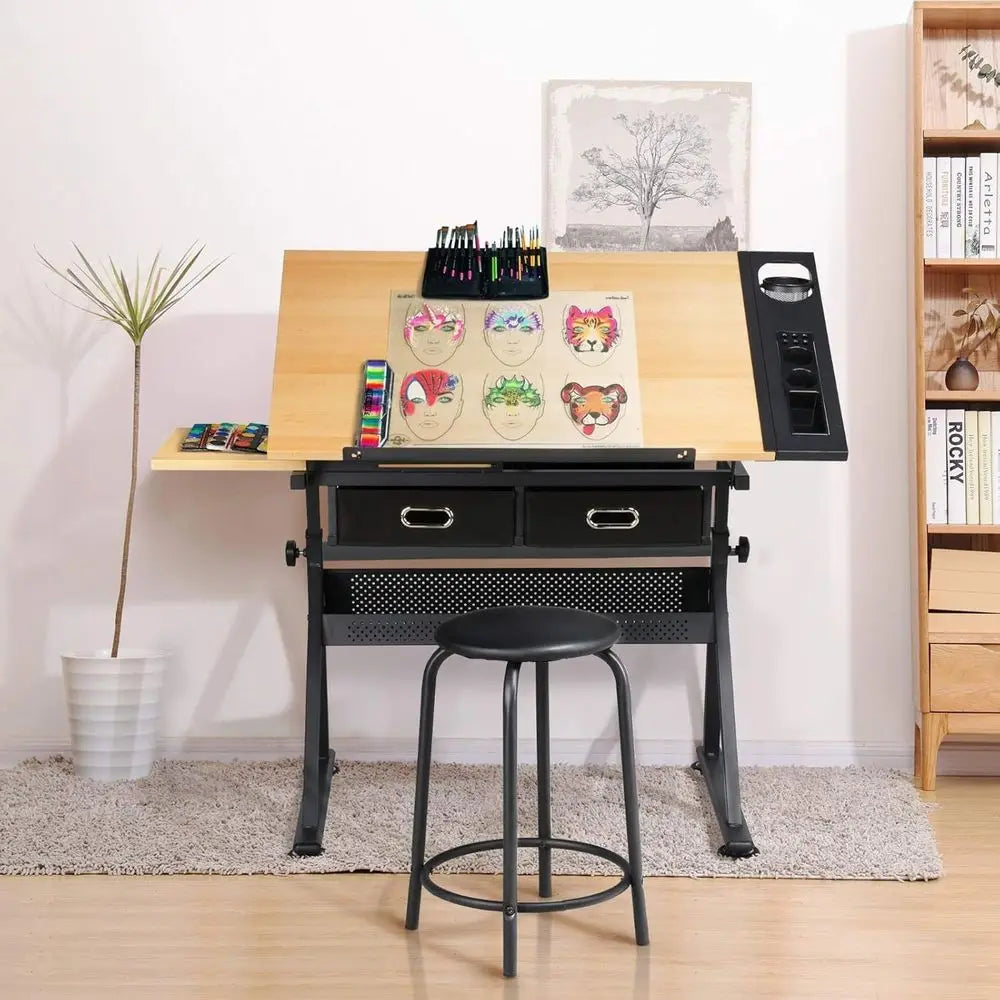 Height Adjustable Drating Table Ding Table Artist Desk ing Tabletop Art Crat Desk Watercolor Paintings Sketching Work Station w/