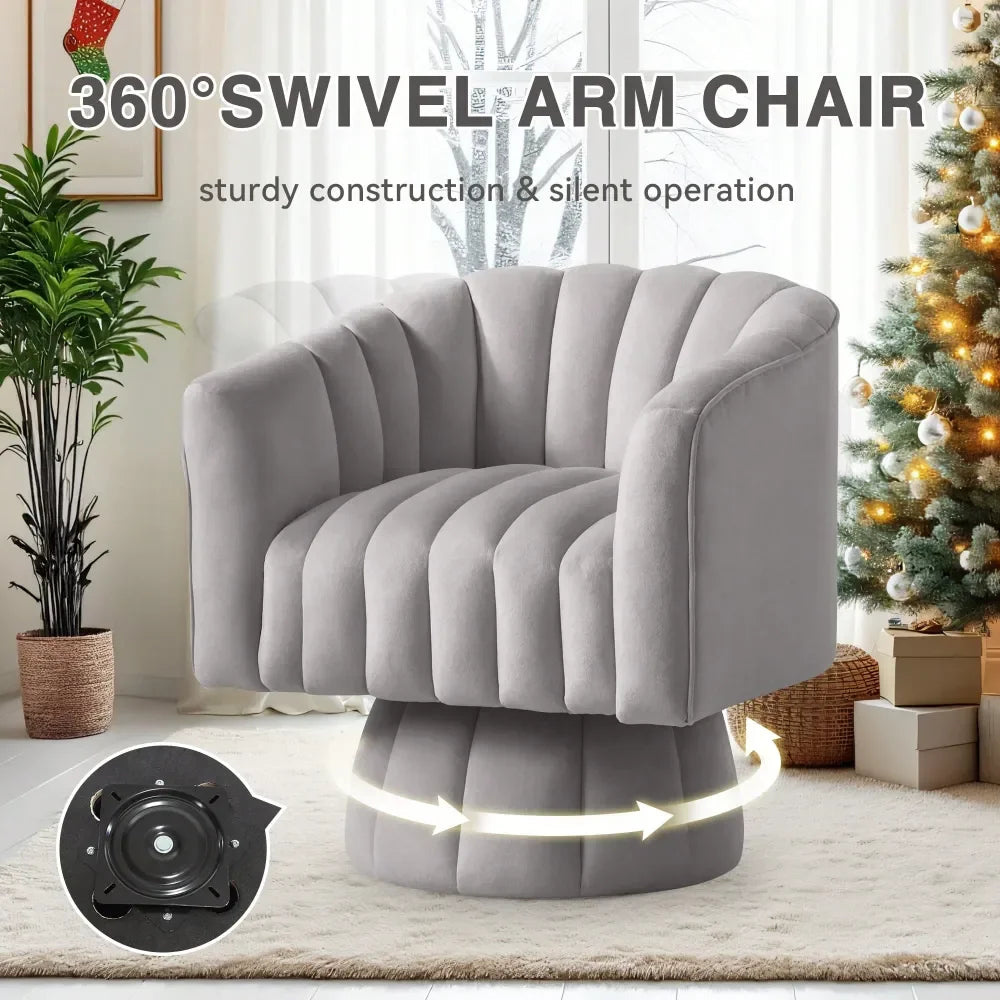 Swivel Accent Chair,360Swivel Barrel Chair, Modern Swivel Chair With Velvet Fabric, MidCentury Swivel Chair With Wide Upholstere
