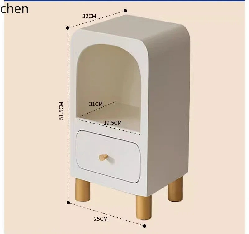 W5.19 Bedside Table Small Apartment Solid Wood Ultra Narrow Bedside Cabinet Minimalist Bedroom Storage Cabinet