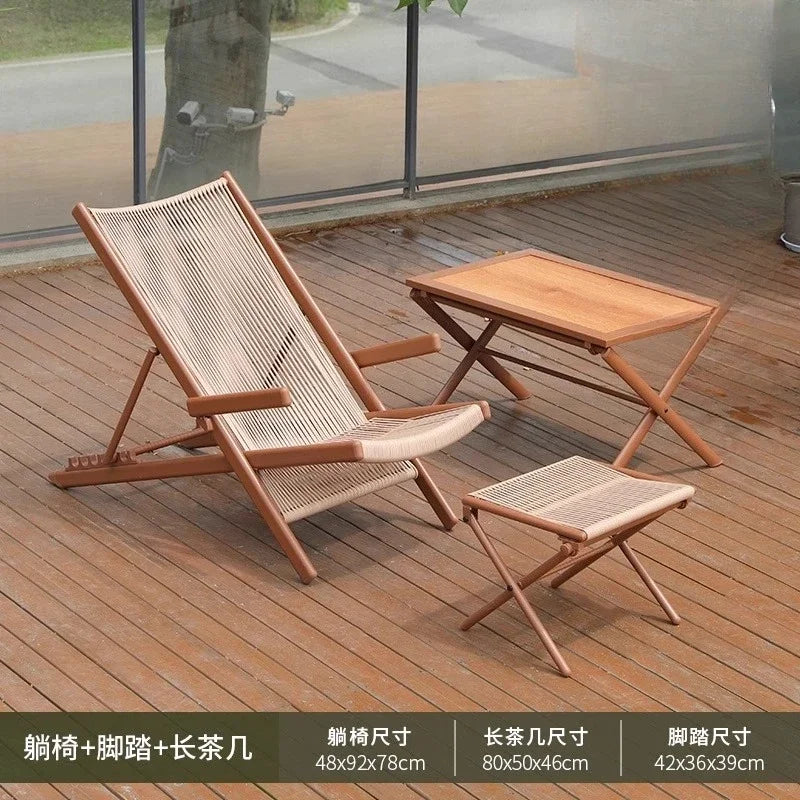r5.13   Balcony Lounge Chair Home Casual Folding Chair Garden Tea Table  Sofa Terrace Chair