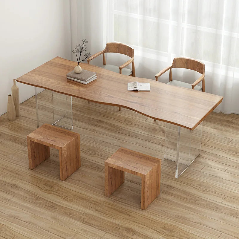 Nordic Luxury Acrylic Solid Wood Desk Modern Minimalist Living Room Study Floating Table Designer Home Furniture Mesas FYFD