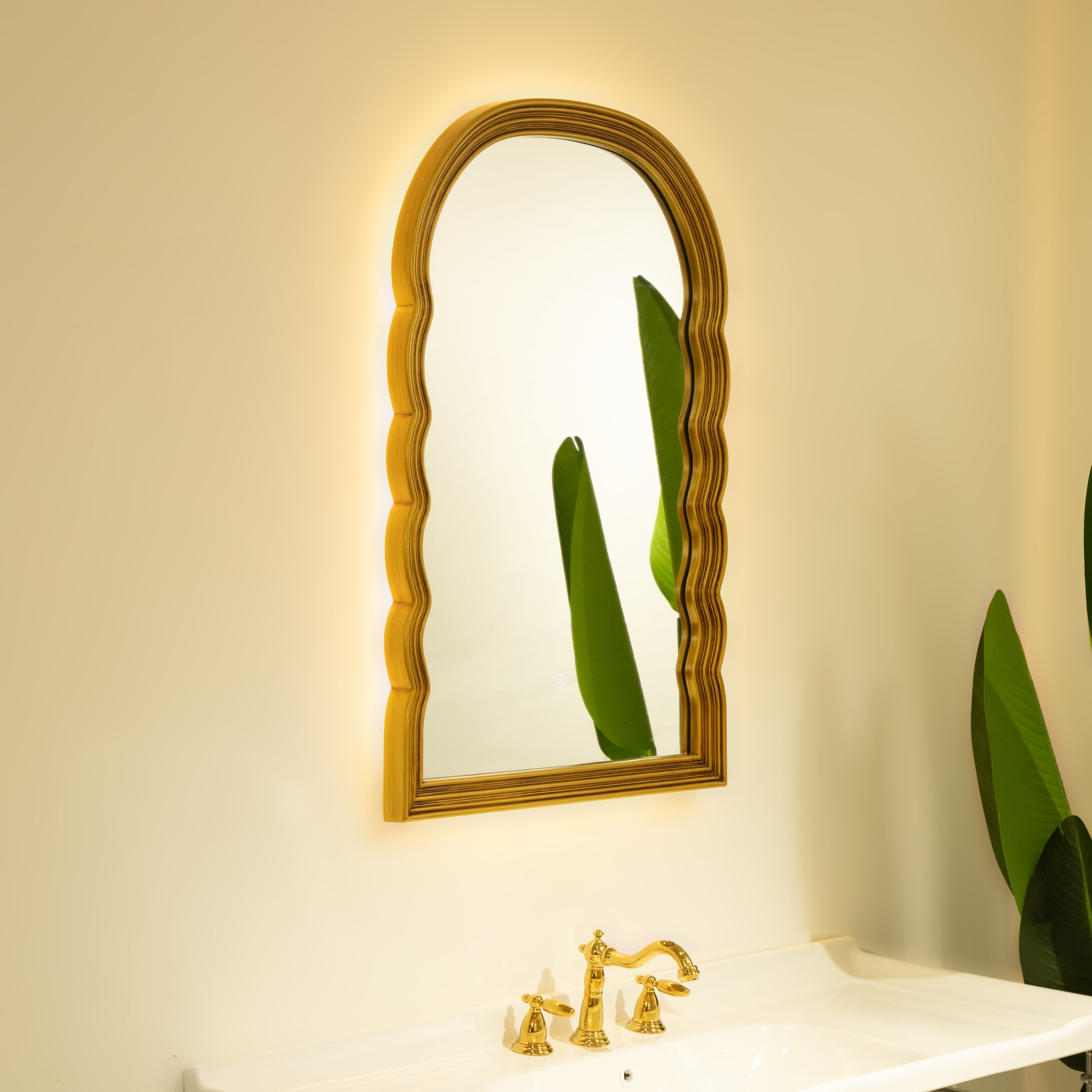 Arched Wall Mirror – Vintage Mirror Golden, Silver 23.43" x 1.97" for