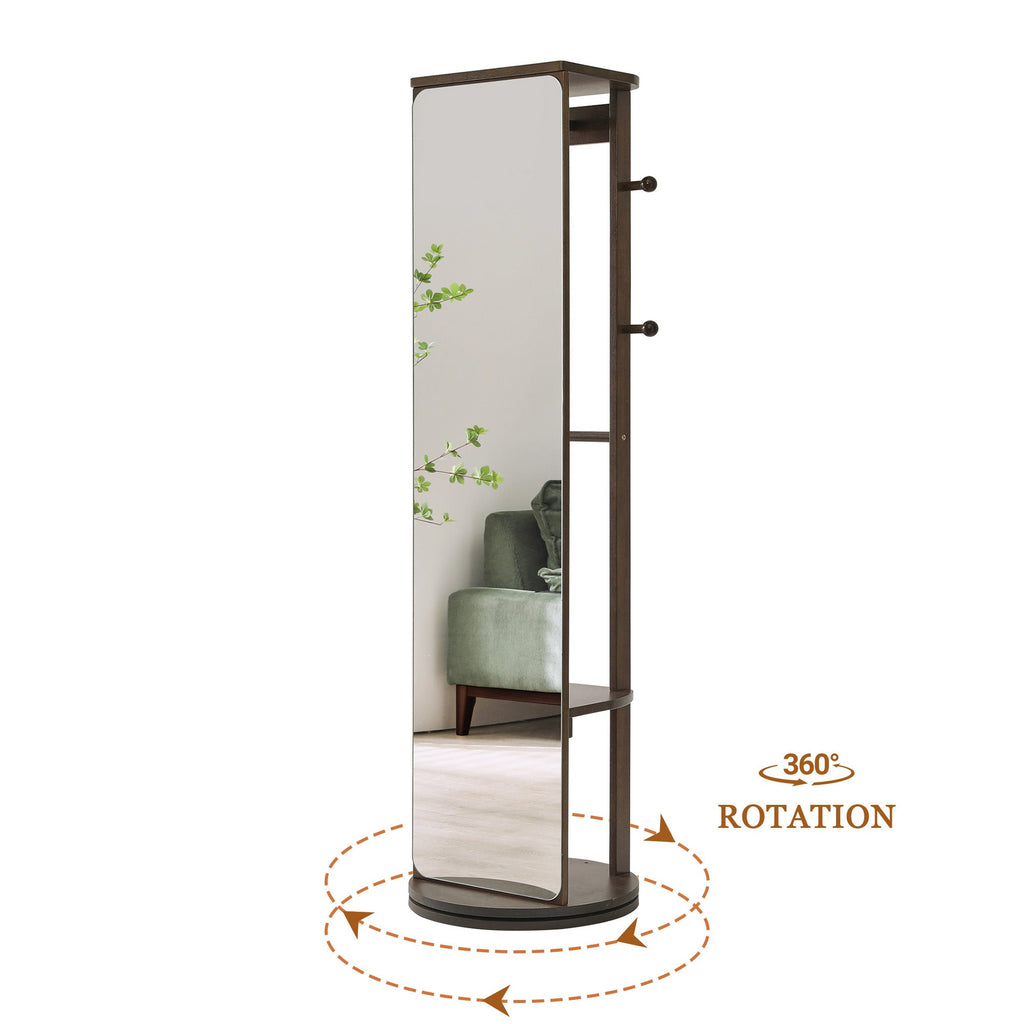 Full-Length Mirror – Solid Wood Frame Walnut 64.57" x 67.72" for