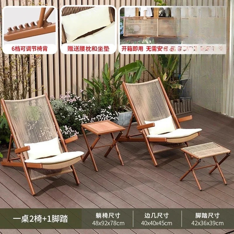 r5.13   Balcony Lounge Chair Home Casual Folding Chair Garden Tea Table  Sofa Terrace Chair