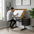 Adjustable Art Desk with Storage, 0-75° Tilting Drafting Table, 3 Drawers, Free Stool - Ideal for Diamond Painting,, Customized