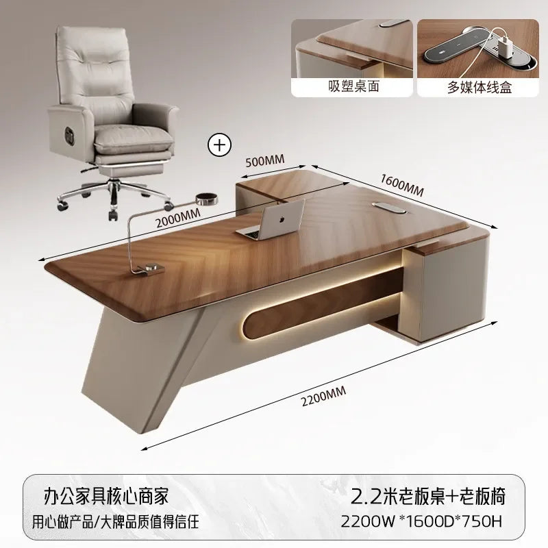 H5.15  Boss Office Desk Set - Complete Office Desk and Chair Set, Boss Desk, Executive Desk, Manager's Desk